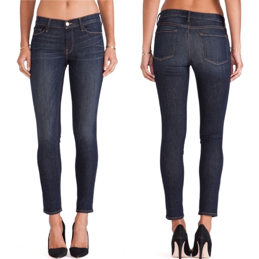 Frame Jeans Le Skinny de Jeanne Classic Blue Denim Casual Stretch Modern Size 26